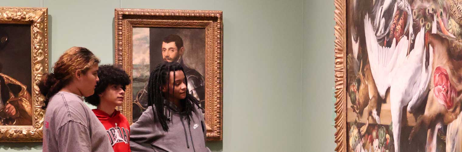 young visitors admiring a large classical painting